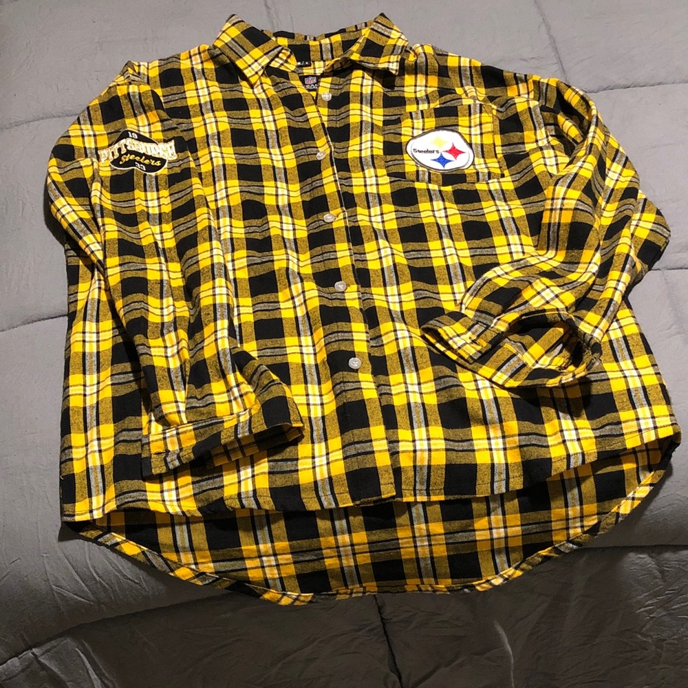 Yellow and Black Steelers Plaid Men's Shirt